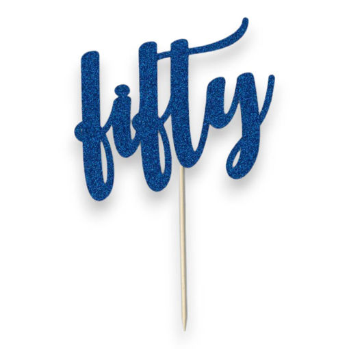 Picture of FIFTY CAKE TOPPER BLUE GLITTER